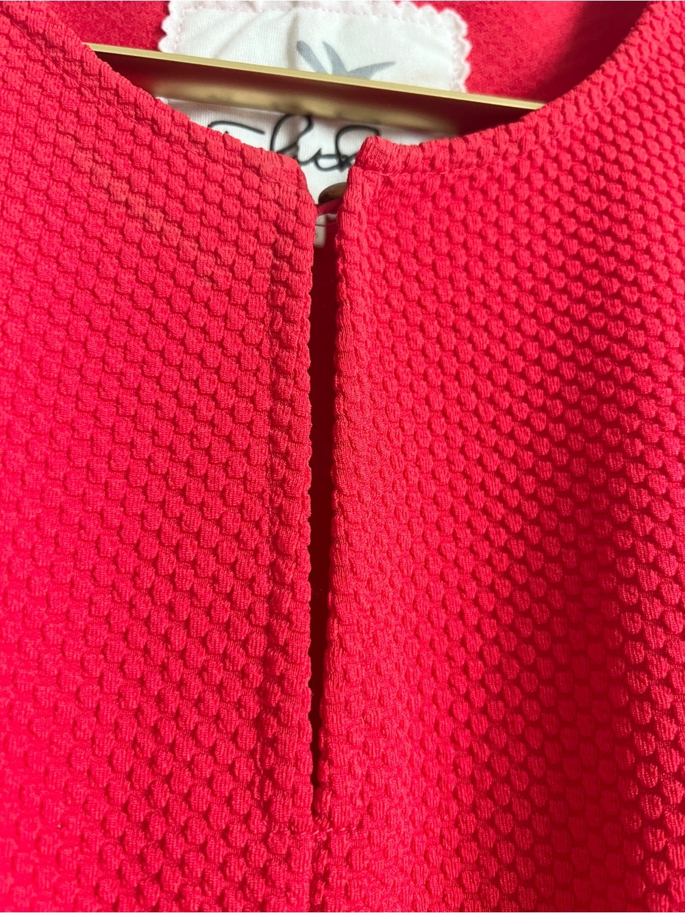 Anthropologie Tabitha Red Orange Textured Knit Fit Flare Dress Gold Button Sz 6 - Picture 8 of 14
